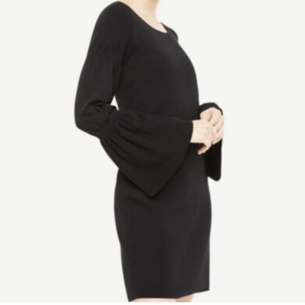 Ann Taylor Black Bell-Sleeve Mini Dress
